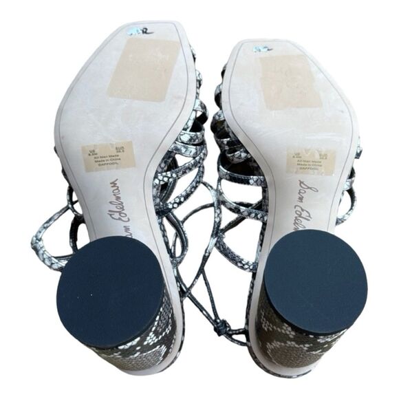 Sam Edelman Snake Skin Print Sandals Block Chunky Heel Strappy Chic Size 8.5 - Picture 6 of 7